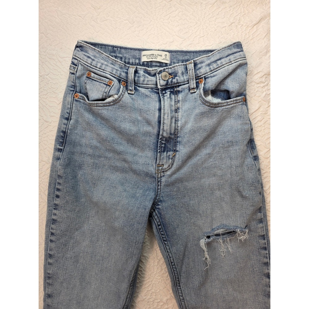 Abercrombie & Fitch Jeans Women 26 Light Blue Good Slim Straight Ultra High Rise - Picture 3 of 13
